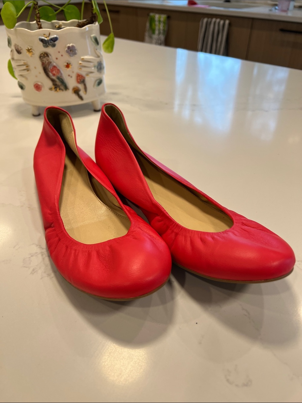 Coral Leather Women’s Ballet Flats — Slip-On Comfort
